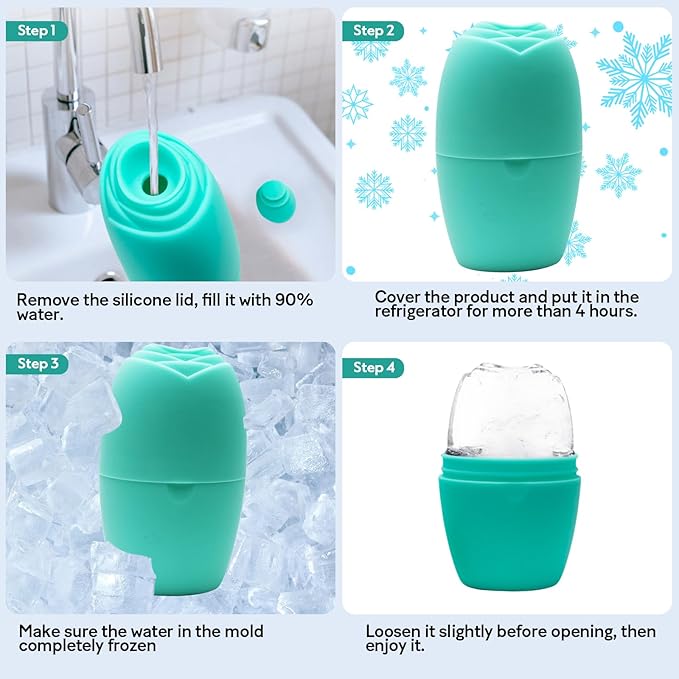 LATME Ice Cube Roller for Face Eyes,Reusable Silicone Ice Mold,Womens Gifts,Face Massager Roller Puffiness Migraine Pain Relief and Minor Injury-VivaGrace Women