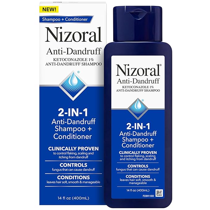 Nizoral 2-IN-1 Anti-Dandruff Shampoo & Conditioner with 1% Ketoconazole, 14 fl oz-VivaGrace Women