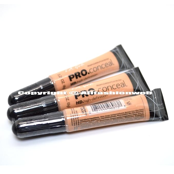 LA Girl Pro Concealer 3 x GC973 Creamy Beige HD. High Definition Liquid Concealer + FREE EARRING-VivaGrace Women