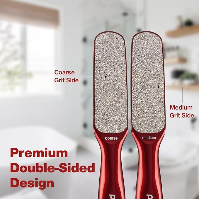 Probelle Double Sided Multidirectional Nickel Foot File Callus Remover - Immediately Reduces calluses and Corns to Powder for Instant Results, Safe Tool (Red)-VivaGrace Women
