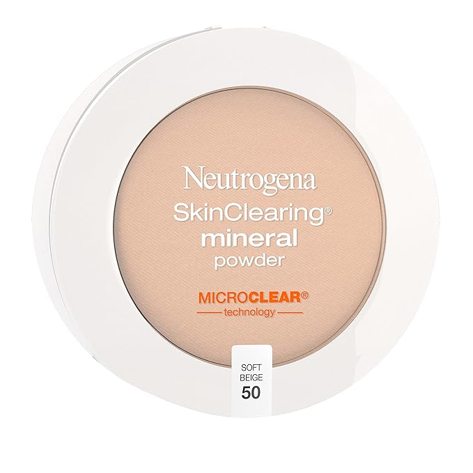 Neutrogena SkinClearing Mineral Acne-Concealing Pressed Powder Compact, Shine-Free & Oil-Absorbing Makeup with Salicylic Acid to Cover, Treat & Prevent Breakouts, Soft Beige 50,.38 oz-VivaGrace Women