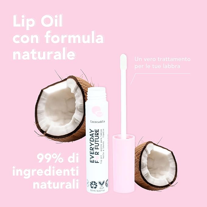 Coconut Lip Oil | Clear Transparent Lip Treatment with Coconut Oil | Moisturizing Lip Oil | Vegan & Cruelty Free Lip Oil | 99% Natural Lip Oil | Piña Colada 5 ml (Transparent)-VivaGrace Women