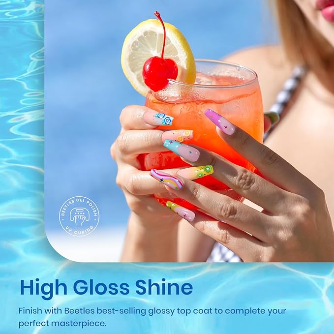 Beetles Gel Nail Polish Set, 6 Colors Bright Rainbow Nail Art Orange Blue Pink Green Neon Gel Polish Kit Soak Off UV Gel DIY Nail Art for Women Pool Party Holiday Manicure-VivaGrace Women