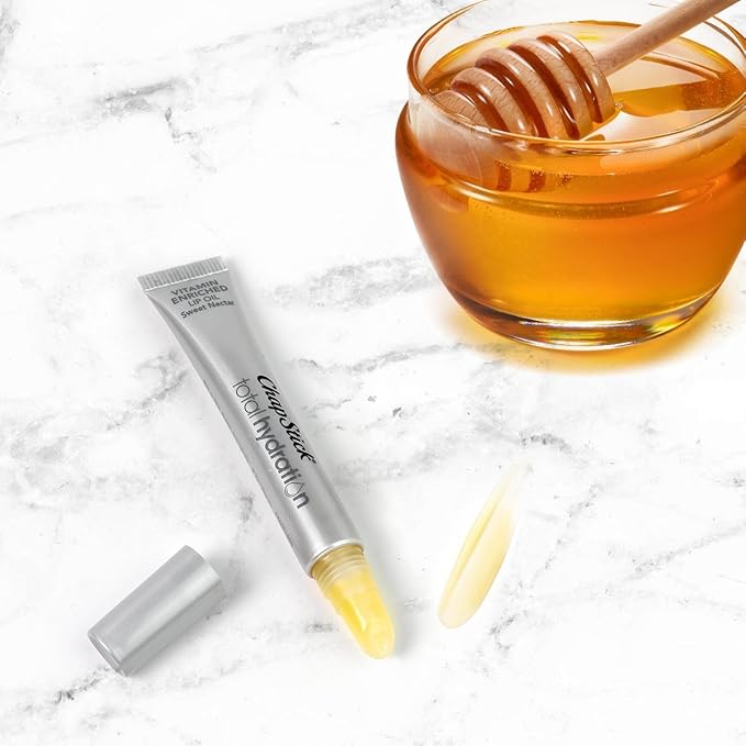 ChapStick Total Hydration Sweet Nectar Flavor Vitamin Enriched Lip Oil, Non Tinted Lip Care - 0.23 Oz-VivaGrace Women