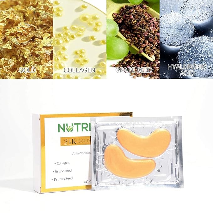 Under Eye Patches, 24K Gold Collagen Under Eye Mask Anti-Aging, Under Eye Treatment Mask for Puffy, Dark Circles, Wrinkles, 10 pairs-VivaGrace Women