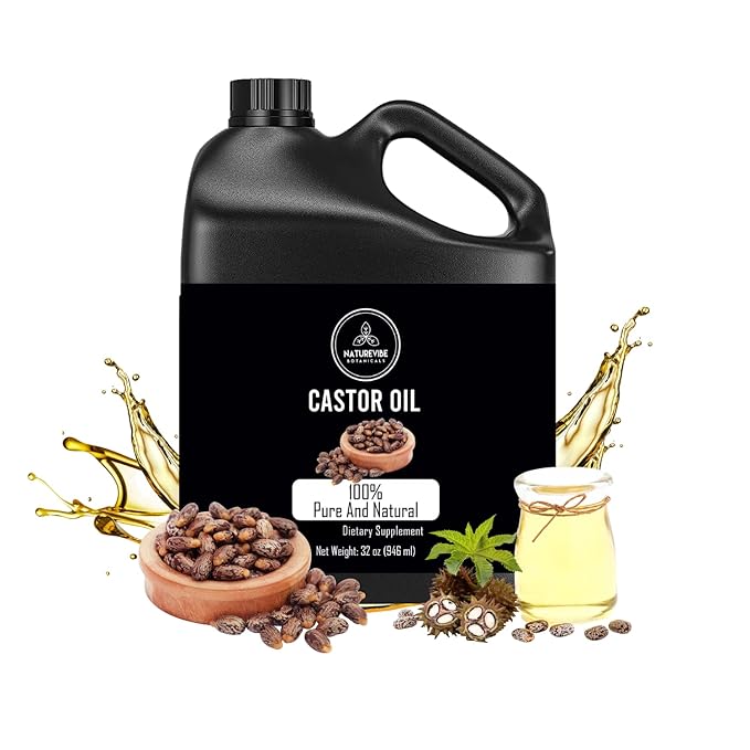 Naturevibe Botanicals Castor Oil 32 Ounces | 100% Pure and Natural | Great for Skin Care and Hair Care | Hexane Free Unrefined Oil for Enhanced Eyebrows and Eyelashes 32 Fl Oz | 946ml-VivaGrace Women