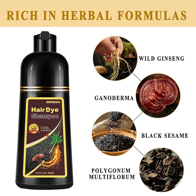 Silver Gray Hair Dye Shampoo 3 in 1, Long-lasting & Natual Hair Color Shampoo Lasting for 4 Weeks, Herbal Ingredients Natural Shampoo Hair Dye Effect in Minutes, Christmas Gifts for Men Women 500ml-VivaGrace Women