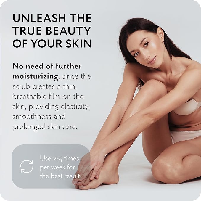 Exfoliating Body Scrub with Sea Salt & Coconut - Nourishing Restores Cleanser Body Balm - Home Spa Care, Vegan, Organic (10.58 Oz, Coconut)-VivaGrace Women