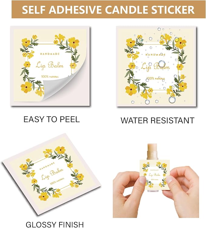 CRASPIRE 80Pcs 8 Styles Lip Balm Sticker Flower Wreath Plants Self-Adhesive Homemade Lip Balm Labels Floral Patter Square DIY Label Stickers for Lip Balm Containers Cosmetics Lipsticks-VivaGrace Women