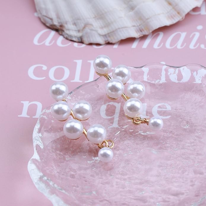 Boho Pearl Drop Earrings Long Pearl Tassel Earrings Gold Cluster Pearl Stud Earrings Bridal Pearl Earrings Wedding Earrings Jewelry for Women-VivaGrace Women