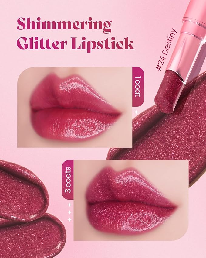 AMTS Tinted Lip Balm - Destiny | Hydrating Glitter Lipstick | Pearl Shimmering Daily Lip Makeup for dry, cracked, chapped lips | korean beauty Moisture Lip Tint-VivaGrace Women