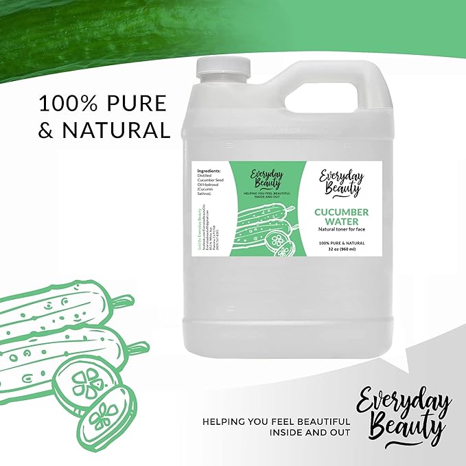 Cucumber Hydrosol Bulk - 32 oz All Natural Hydrating Spray Mist for Face and Hair - 100% All Natural Cucumber Water-VivaGrace Women