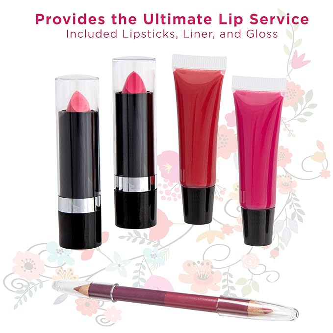 Makeup Kit Gift Set - 51 Piece - 32 Eye Shadows, 2 Blushes, 2 Lip Glosses, 2 Lipsticks, 2 Eye Liner Pencils, 1 Lip Liner Pencil, 1 Mascara - Case with Carrying Handle-VivaGrace Women