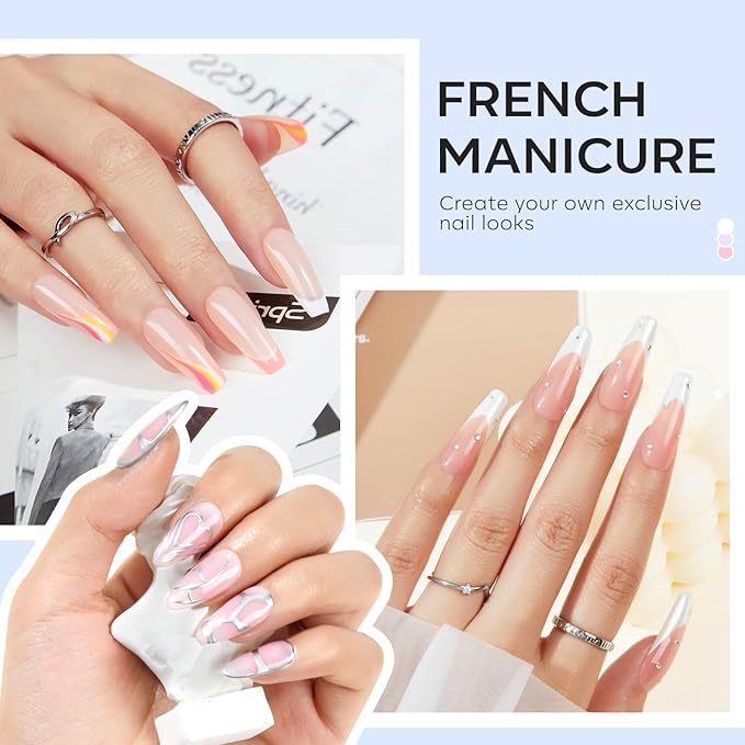 Modelones French Tip Tool- 6 Pcs Nail Stamp French Manicure Kit Suitable for DIY Together with Gel Nail Polish Art Tips Printing Tool Kit-VivaGrace Women