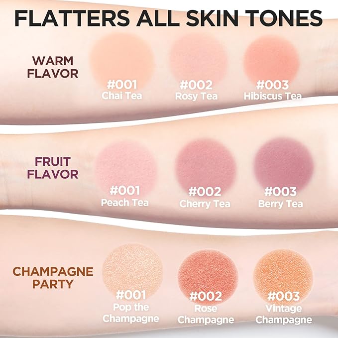 I'm Meme Palette - Afternoon Tea Blusher | Fruit Flavor for Cheek, Soft Pink, Peach, Lavender, 3 Shades Palette, Matte Powder Blush for Face & Cheeks, For All Skin Tones, 0.4oz-VivaGrace Women