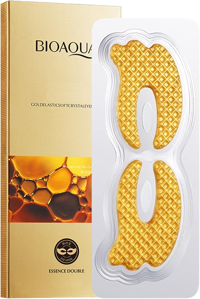 BIOAQUA Gold Elastic Soft Crystal Gel Eye Mask Hydrates Nourishes Moisturizing Face Skin Around The Eyes 12g x 5pcs-VivaGrace Women