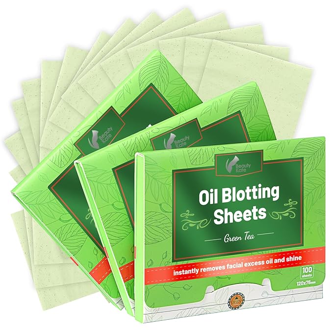 Oil Blotting Sheets for Face - Green Tea,26% Larger,3pk/300 Natural Blotting Paper for Oily Skin,Makeup Friendly Oil Absorbing Sheets,Easy To Grab One-VivaGrace Women
