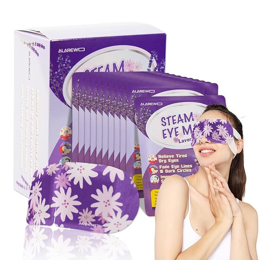 Steam Eye Mask Self Heating Moist Eye Compress Disposable SPA Warm Eye Mask 10 Packs for Dry Eyes, Eye Fatigue, Stress Relief, Soothing Headache Travel Trouble Sleeping(Lavender)-VivaGrace Women