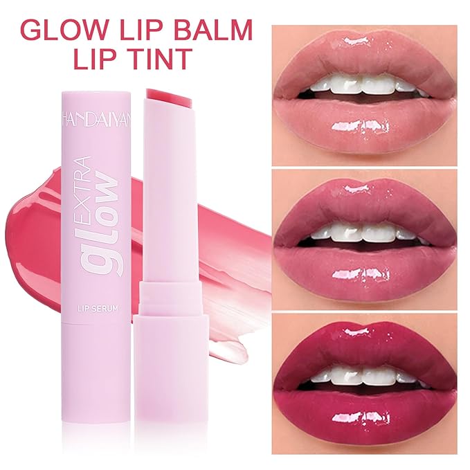 MUESCHER Glow Lip Balm Plumping Moisturizing Lip Balm For Dry Cracked Lips, Moisturizer Nourishing Lip Balm Lip Care Vegan Tinted Lip Balm, Dewy Glassy Lip Balm Shine Lips Plumper Jelly Lipstick(05#)-VivaGrace Women