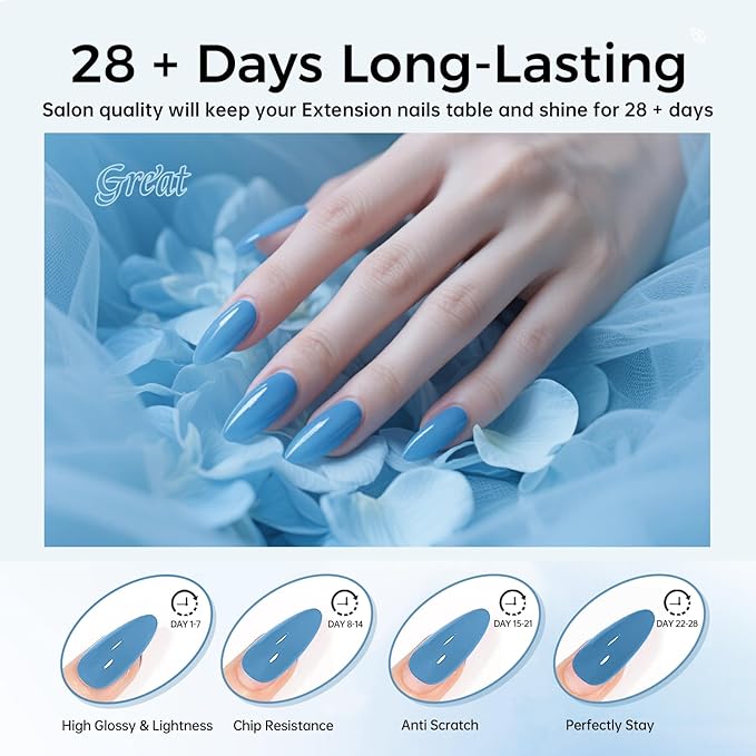 JEWHITENY Poly Nail Gel Kit 14 Colors Purple Nude Grey Black Blue Glitter Tones Starter Kit with UV Lamp Matte & Glossy Top & Base Coat All-in-One Designs DIY At Home-VivaGrace Women