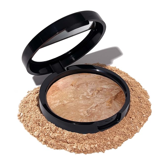 LAURA GELLER NEW YORK Award-Winning Baked Balance-n-Brighten Color Correcting Powder Foundation - Medium - Buildable Light to Medium Coverage - Demi-Matte Natural Finish-VivaGrace Women