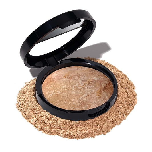 LAURA GELLER NEW YORK Award-Winning Baked Balance-n-Brighten Color Correcting Powder Foundation - Medium - Buildable Light to Medium Coverage - Demi-Matte Natural Finish-VivaGrace Women