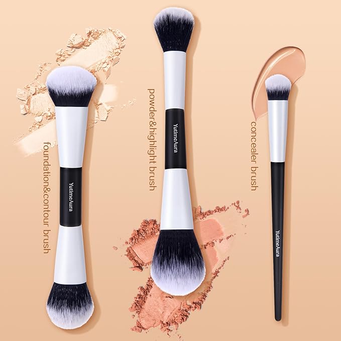 Makeup Brush Set 10pc, Dual-Ended Makeup Brushes For Bronzer, Contour, Eyeshadow, Blush, Concealer, Foundation-VivaGrace Women
