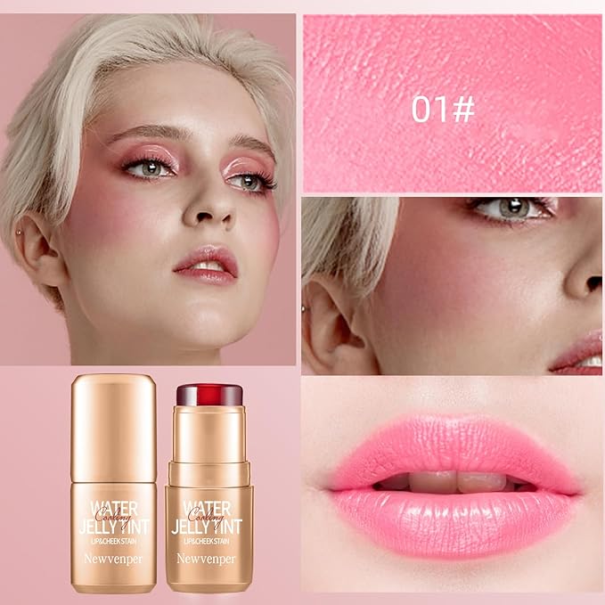 2PCS Jelly Blush Stick, Multi-Purpose Lip & Cheek Stick, Waterproof jelly tint, Moisturizing Cooling Water Jelly Tint Long Lasting cheek stain & lip tint for Women and Girls 01#-VivaGrace Women