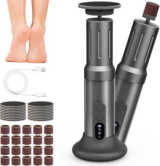 Electric Foot Callus Remover Cordless Electric Foot Filer Kit with 6Speeds Chagring Dock Callus Remover for Women Men Feet and Nail(Black)-VivaGrace Women