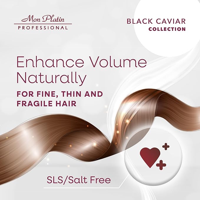 Mon Platin Professional Black Caviar Volumizer Hair Shampoo - For Fine, Thin, Fragile Hair - Enriched with Black Caviar, Hair Shampoo for Damaged hair, Volume Shampoo, SLS/Salt Free 500ML-VivaGrace Women