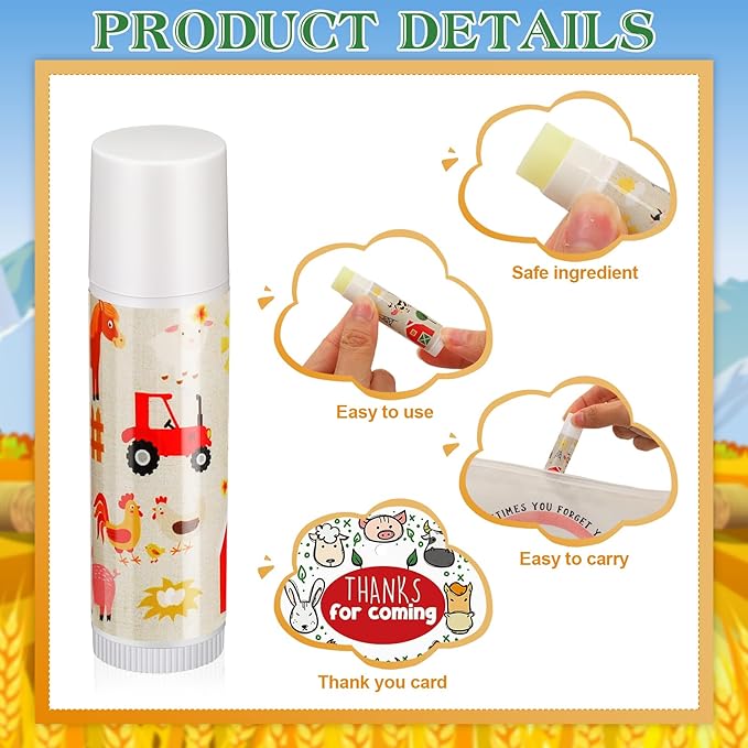 Fumete 50 Pack Baby Shower Farm Animals Party Gifts Favors Bulk Lip Balms for Guests Boys Girls Neutral Gender Reveal Favors for Baby Shower Prizes Souvenirs Bags Stuffer Classroom Prizes-VivaGrace Women