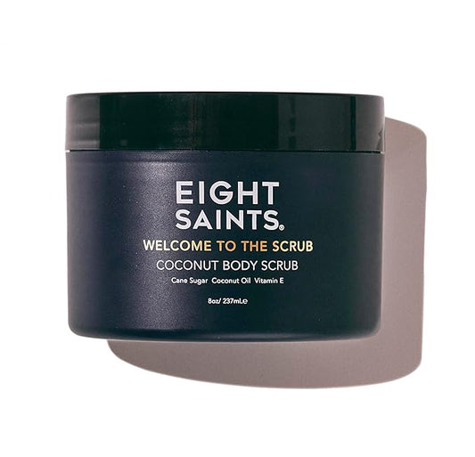Eight Saints Welcome to the Scrub Coconut Body Scrub, Natural and Organic Exfoliating Sugar Scrub for Acne, Cellulite, Deep Cleansing, Scars, Wrinkles, Exfoliate and Moisturize Skin, 8 Ounces-VivaGrace Women