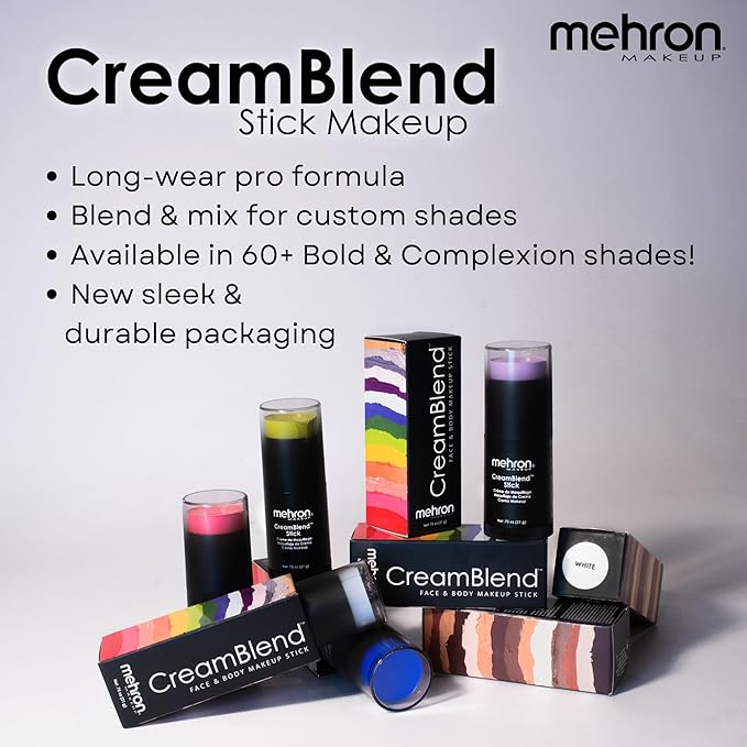 Mehron Makeup CreamBlend Stick | Face Paint, Body Paint, & Foundation Cream Makeup | Perfect for Halloween .75 oz (21 g) (Light 4)-VivaGrace Women