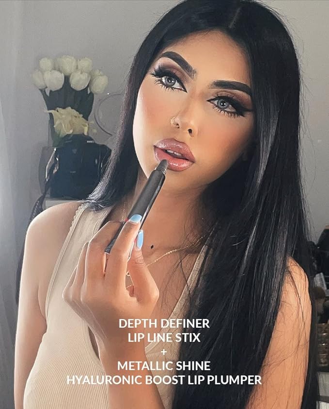 VASANTI Hyaluronic Boost Lip Plumper - Non-Sticky Lightweight Cosmetics for Soft Hydrated Lips (Metallic Shine)-VivaGrace Women