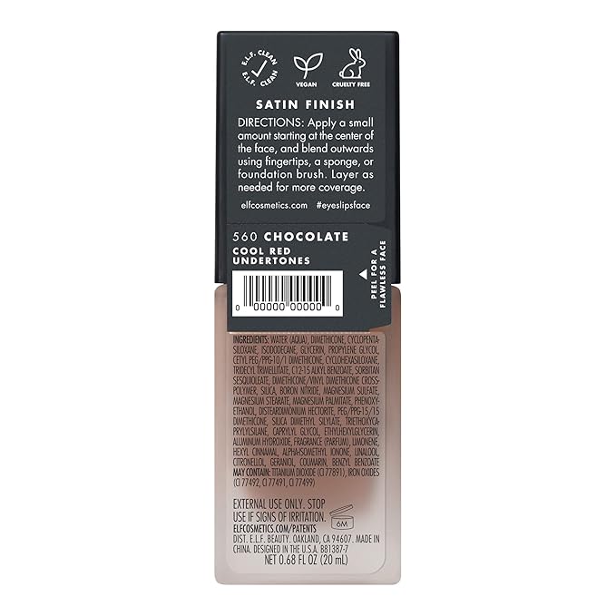 e.l.f. Flawless Finish Foundation, Lightweight & Medium Coverage, Semi-Matte Finish, Chocolate, 0.68 Fl Oz (20mL)-VivaGrace Women