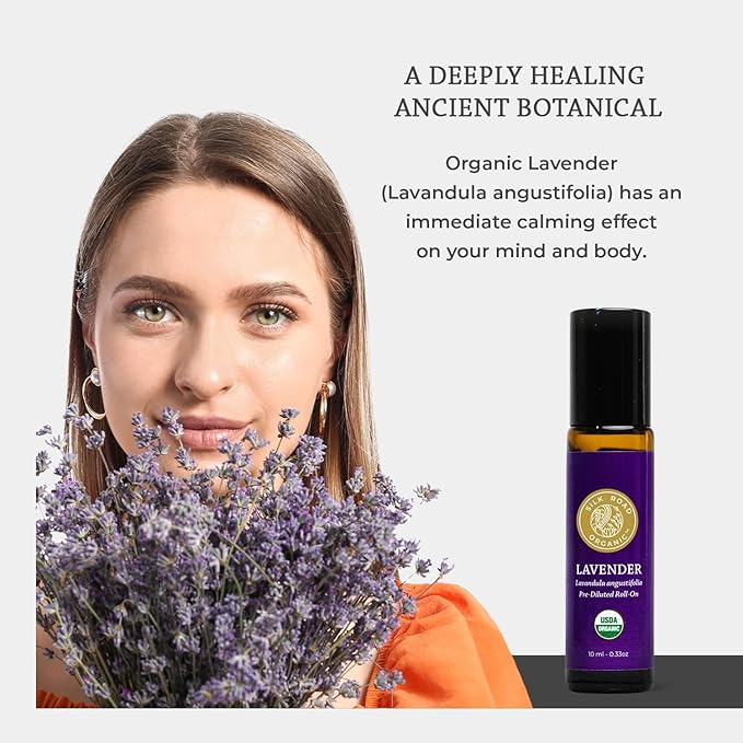Silk Road Organic Lavender Essential Oil Roll On, Lavandula Angustifolia, 100% Pure USDA Certified Aromatherapy for Calming, Relaxation & Skin - 10 ml Roller - Always Pure, Always Organic-VivaGrace Women