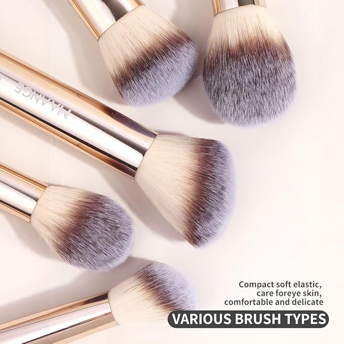 MAANGE 7pcs Makeup Brush Set Double Sided Kabuki Makeup Brushes Contour Brush for Foundation Liquid Powder Concealer Cream Cosmetics Bronzer Blending Blush Buffing Makeup Tools (Gold)-VivaGrace Women
