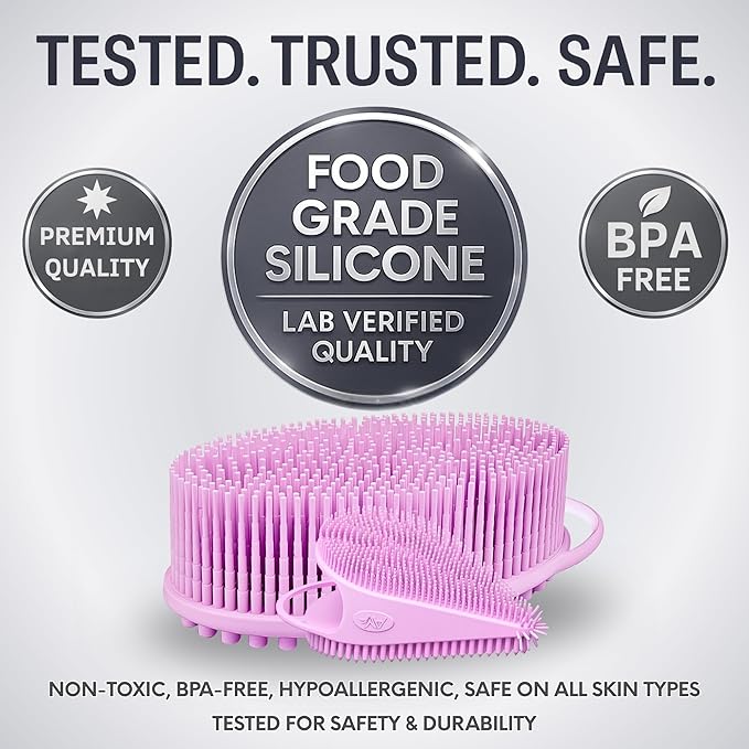 Avilana Silicone Body Scrubber – Gentle Shower Brush & Loofah Alternative- Food Grade & Lab Tested – Fast-Drying, Hygienic, BPA-Free Silicone Body Gentle Exfoliator (Pink, Body & Face)-VivaGrace Women