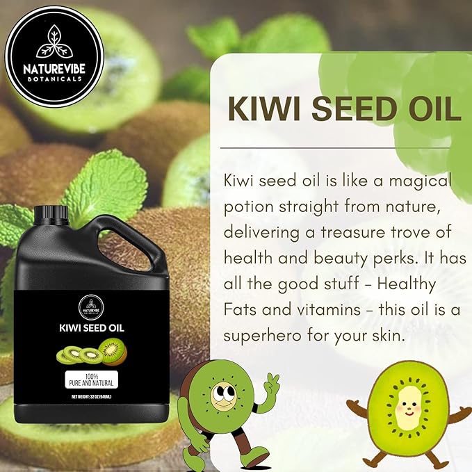Naturevibe Botanicals Kiwi Oil 32 Ounces | 100% Pure and Natural | Great for Skin Care and Hair Care-VivaGrace Women
