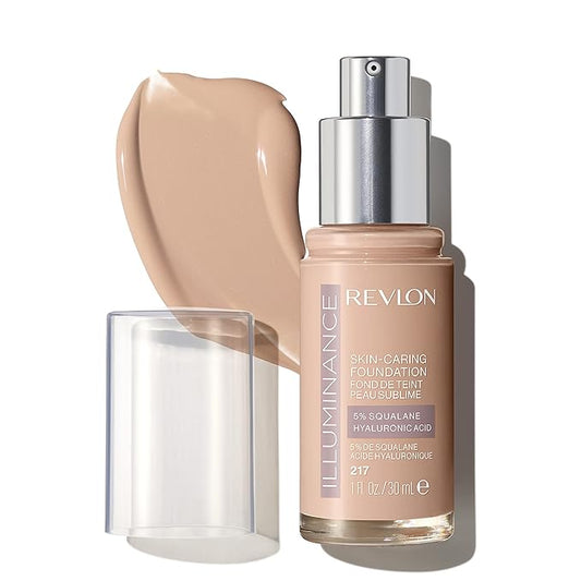Revlon Illuminance Skin-Caring Liquid Foundation, Hyaluronic Acid, Hydrating and Nourishing Formula with Medium Coverage, 217 Beige (Pack of 1)-VivaGrace Women