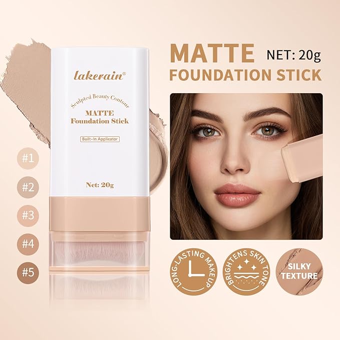 Beauty Balm Serum Boosted Skin Tint, Dual-Ended Eraser Foundation Stick with Brush, Full Coverage Cream Korean Makeup, Long-Lasting Stick for Smooth, Flawless Finish (#1 Cream)-VivaGrace Women