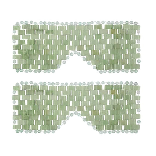 Jade Eye Mask, gemshan 2 Pcs Stone Eye Mask Hot or Cold Use, Green Jade Facial Eye Sleeping Mask-VivaGrace Women