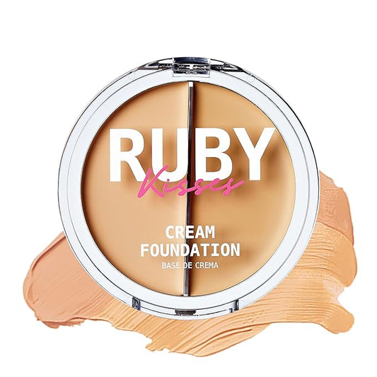 Ruby Kisses Cream Foundation 3D Face Creator 2-Color Foundation and Concealer, 12 Hour Wear Long Lasting, Medium to Full Coverage (Level 2)-VivaGrace Women