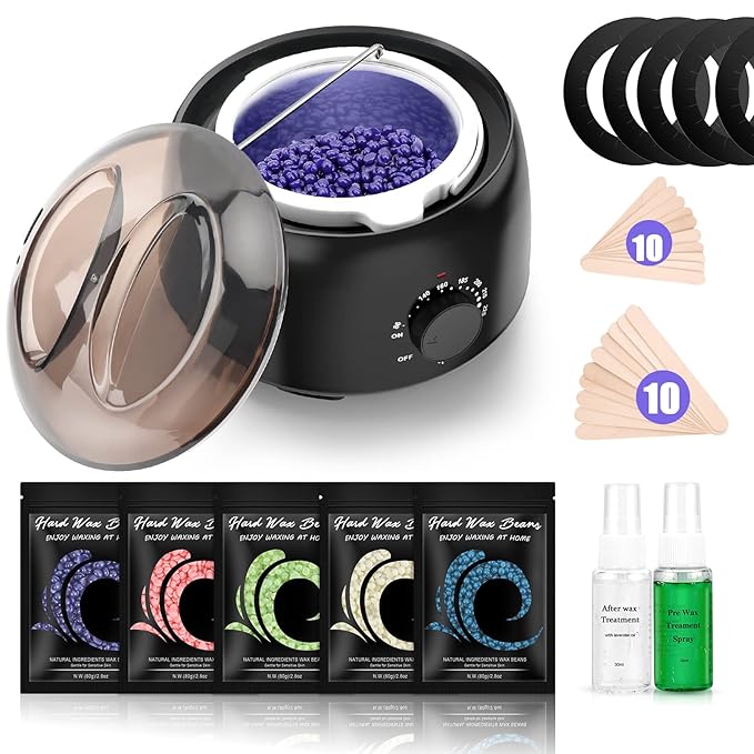 Waxing Kit - TIKESI Wax Warmer for Hair Removal, Hard Wax Kit with 14oz 5 Bags Hard Wax Beans for Full Body, Legs, Face, Eyebrows, Bikini, Brazilian Waxing Kit for Women Men-VivaGrace Women