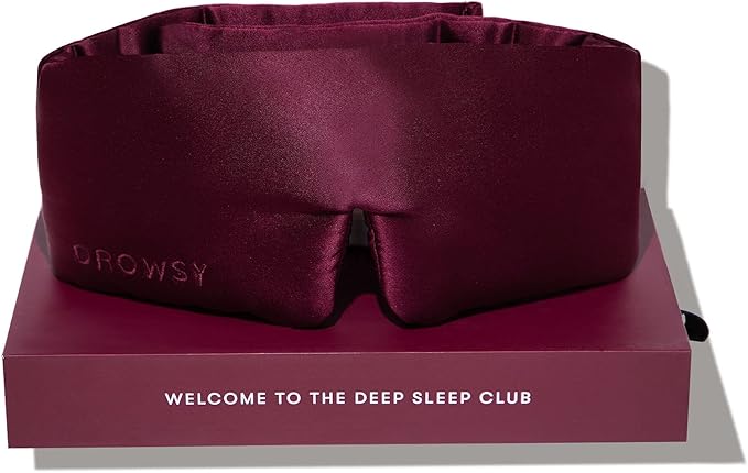 DROWSY Silk Sleep Mask. Face-Hugging, Padded Silk Cocoon for Luxury Sleep in Total Darkness. (La Vie En Rouge)-VivaGrace Women