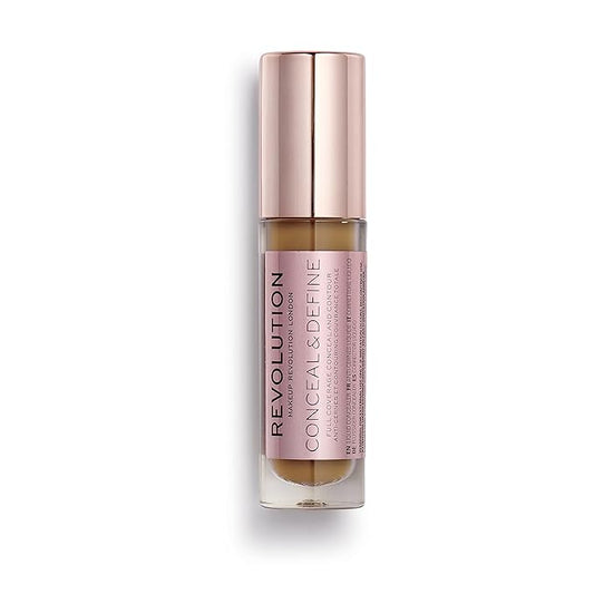 Makeup Revolution Conceal & Define Concealer, Full Coverage Makeup Concealer, Matte Finish & Long Wear, For Dark or Deep Skin Tones, Vegan, C14.5, 4ml-VivaGrace Women
