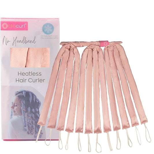 Octocurl Heatless Hair Curler - No Headband Octopus Curler - Overnight Curls for Short Hair (Satin - Pink)
