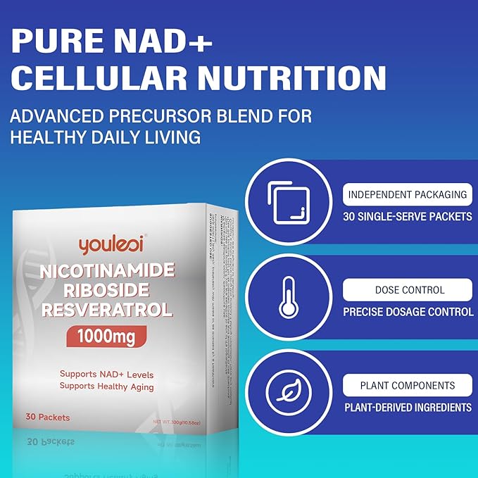 NAD 1000mg Liquid, 30 Packets Nad Supplement 1000mg Pure Organic - Liposomal NAD+ Berry Flavor Drink Mix for Energy, Anti-Aging, Focus-VivaGrace Women