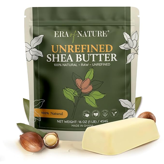 era of nature Organic Unrefined Raw African Ivory White Shea Butter 16oz - Moisturizing Raw Shea Butter Bar for Skin & Hair, DIY Lip Balm Base, Cream, Soap & Lotion Making Supplies Kit, Skincare-VivaGrace Women