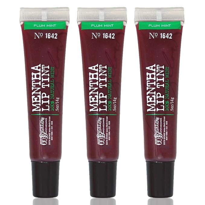 C.O. Bigelow Plum Mint Mentha Lip Tint Trio, Moisturizing Lip Balms for Dry Lips, Light Purple Tinted Lip Gloss, Bulk Lip Balm 3 Pack, 0.5 oz Each-VivaGrace Women